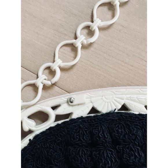 Vintage 40-50s Popcorn Crochet Woven Evening Bag Celluloid Strap Retro Dainty - Picture 5 of 8